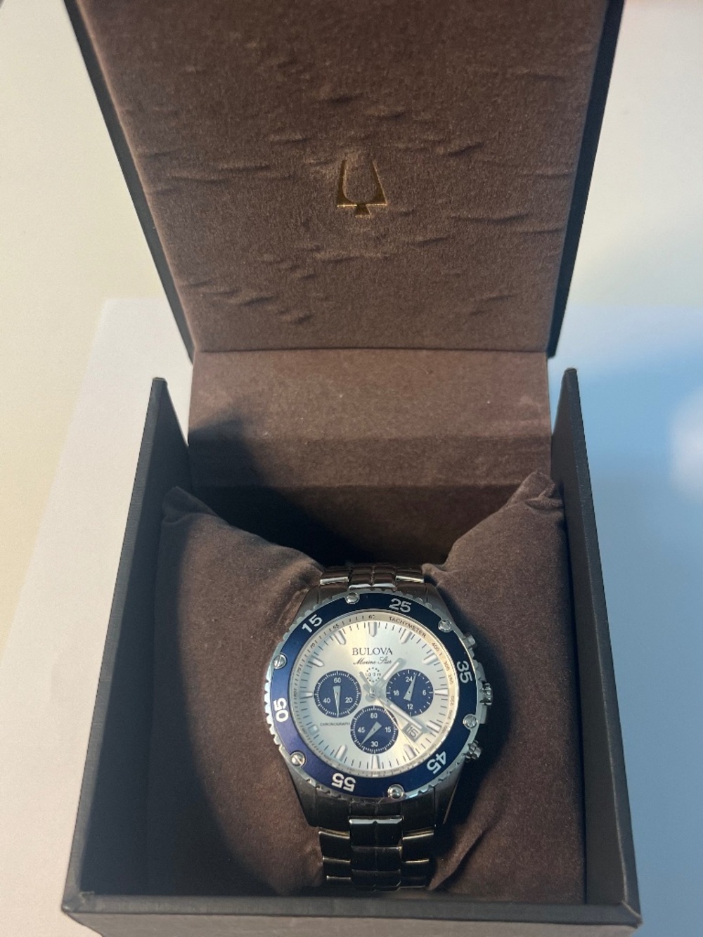 Bulova Marine Star Men's Chronograph Quartz Blue/Silver Dial Bezel 43mm Box